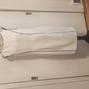 Beautiful WHBM Sleeveless White Pique Dress With Black Piping